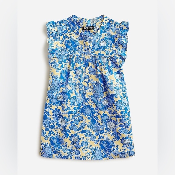 J. Crew Tops - J. Crew Sleeveless Ruffle Trim Top in Blue Floral Small